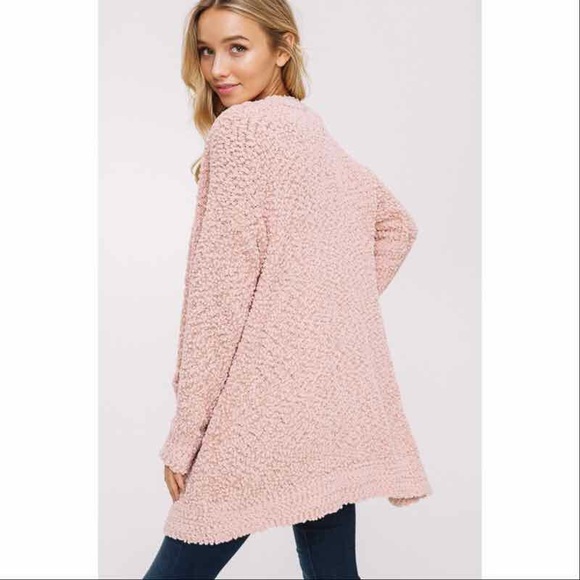 Textured Open Cardigan-BLUSH - Picture 2 of 5